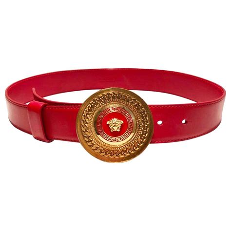 versace red and white logo belt|red Versace belt gold buckle.